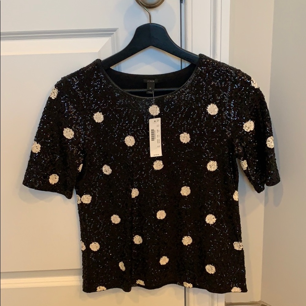 J.Crew Sequined Polka Dot Top